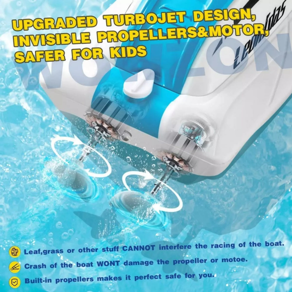 2025 RC-Boot, Ferngesteuertes Boot Fur Kinder Und Erwachsene, 2,4 GHz, Rennboote Fur Pools Und Seen, Alarm Bei Niedrigem Batteriestand, Kenterwiederherstellung, 2 Wiederaufladbare Battery