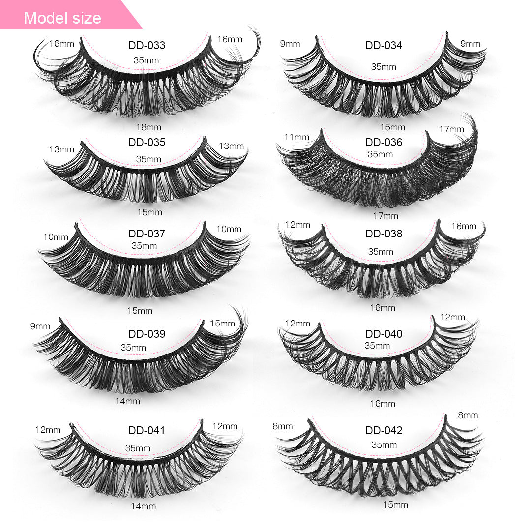 10 Pairs Of Russian Curling False Eyelashes Thick Curling Eyelashes Natural Chemical Fiber Eyelashes