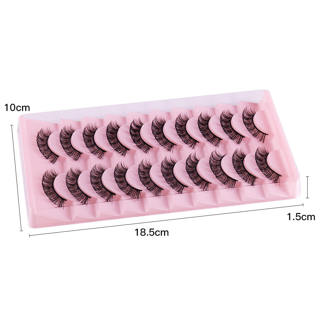 10 Pairs Of Russian Curling False Eyelashes Thick Curling Eyelashes Natural Chemical Fiber Eyelashes