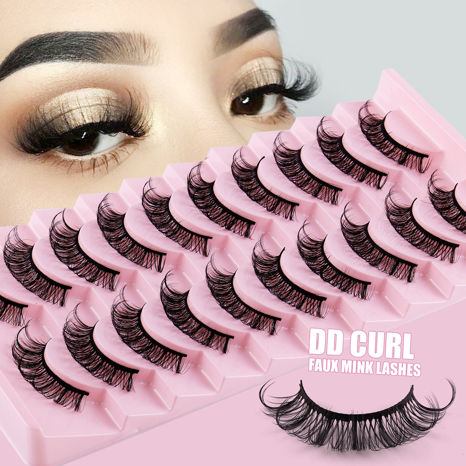 10 Pairs Of Russian Curling False Eyelashes Thick Curling Eyelashes Natural Chemical Fiber Eyelashes
